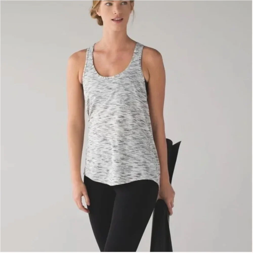 LULULEMON Salute The Sun Singlet II Tiger Space Dye Black White Size 4